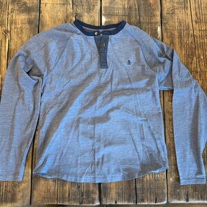 Heather denim wash henley by Penguin